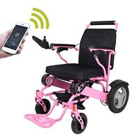 DONGBALA Automatic Wheelchair, GPS Electric Wheelchair with Phone App 500W Dual Motor Manual and Alectric Dual Use for Disabled Elderly Home Office Shopping Aluminium,Pink