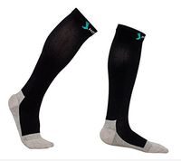 HOYISOX Merino Wool Socks - 20-30 mmHg Compression for Men & Women Business Use (Small, Black Wool)