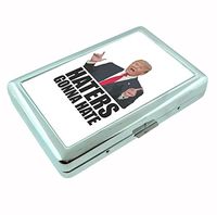 Haters Gonna Hate Trump R1 Hip Silver Cigarette Case Id Holder Metal Wallet 4" X 2.75" RFID Protection