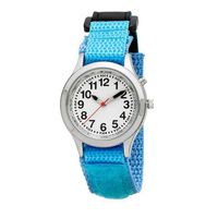 Kids Velcro Talking Alarm Watch: Light Blue Strap - Choice of Voice