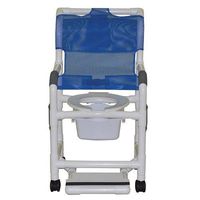 MJM International 118-3TW-DDA-SF-SQ-PAIL Standard Shower Chair with Drop Arms, Slide Out Footrest and Commode Pail, 300 oz Capacity, 40.5" Height x 22" Width x 25.25" Depth, Royal Blue/Forest Green/Mauve