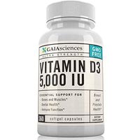 Gaia Sciences Vitamin D3 5,000 IU in Cold-Pressed Organic Olive Oil, GMO-Free, High Potency Softgels, 360 ct.