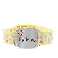 StickyJ USA Pre-Engraved Epilepsy Medical Alert Bracelet with Hope Theme Strap