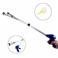 Reacher Grabber, Messar 32" Foldable Pick Up Reaching Claw Reacher Long Arm Gripper Grabber Suction Cup Grip Heavy Duty Mobility Aid Pick Up Tool - Blue