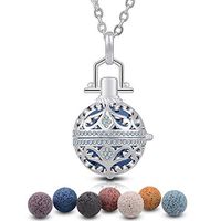 EUDORA Aroma Lava Stone Vintage Aromatherapy Essential Oil Diffuser Necklace Pendant, 24" + 7PCS Rocks