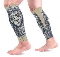 Anmarco Hipster Lion with Glasses Sports Calf Compression Sleeves Leg Compression Socks Calf Guard for Running, Cycling, Maternity, Travel, Nurses