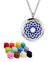 YOUFENG Essential Oil Necklace Diffuser Family Tree of Life Necklace Pendant Aromatherapy Locket 49 Refill Pads (Flower Diffuser Locket)