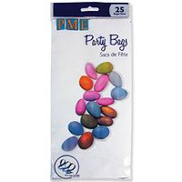 PME BP500 Party Bags with Silver Ties, Pack of 25, Standard, White