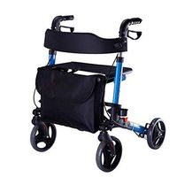 ZHPRZD Disabled Walker Elderly Walker Foldable Pulley and Seat Push Chair Blue Elderly Four Wheels Auxiliary Walker