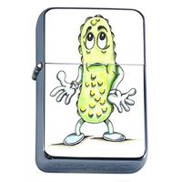 Pickle Flip Top Oil Lighter Em1 Smoking Cigarette Silver Case Included