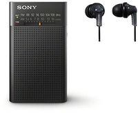 Sony ICFP26 Portable AM/FM Radio (Black) with Earbuds