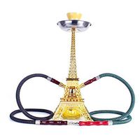 BuBu-Fu Hookahs Set, Miniature Modern Golden Eiffel Tower 2 Hose Hookah Complete Set Easy Disassembly Easy Cleaning Shisha Hookah Set