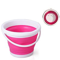 Collapsible Buckets TOPIND Multi-Functional 10L Folding Water Bucket Outdoor Silicone Water Bucket for Fishing Camping Car Washing Home Storage and Outdoors Pink and White