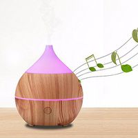 PJS Essential Oil Diffuser and Humidifier with Bluetooth Speaker, Cool Mist Ultrasonic Aromatherapy Diffuser, 7 Color LED for Office/Home/Bedroom/Baby Room (Light Wood Grain)