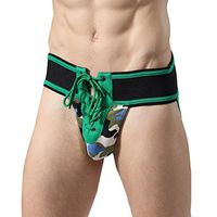 Siviki Creazy Mens Sexy Straps Briefs Sport Underwear Temptation Fun Jockstrap Underpants (L, Green)