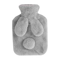 Classic Transparent Rubber Hot Water Bottle with Cute Plush Bunny Animal Cover Winter Warm Leakproof PVC Hot Water Bag