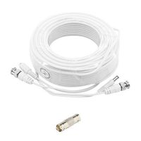WHITE PREMIUM 60FT HIGH QUALITY BNC CABLES FOR 8 CH SWANN SYSTEMS Dvr8-1000