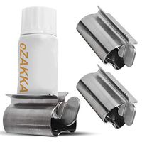 eZAKKA Toothpaste Tube Squeezer Toothpaste Squeezer Rollers Metal Toothpaste Tube Wringer Seat Holder Stand, 3-Pack