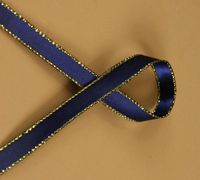 3/8" Double Face Satin Ribbon with Gold Edge (NAVY BLUE)