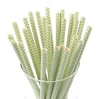 Homeford Firefly Imports Chevron Paper Straws, 7-3/4-Inch, 25-Pack, Mint Green, 7-3/4"