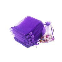 Lautechco 100Pcs Organza Bags 5x7 inches Purple Organza Gift Bags Small Mesh Bags Drawstring Gift Bags Christmas Drawstring Organza Gift Bags (5x7 inches Purple)
