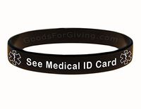 See Medical ID Card Bracelet Wristband - Black - 8 Inches - Standard