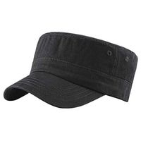 Meidexian888 Solid Color Flat Cap,Solid Brim Flat Top Cadet Caps Adjustable Corps Vintage Flat Top Hats (Black)