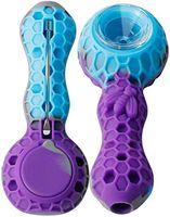 Unbreakable Premium Honey Silicone Straw with Glass Bowl (BLUEPURPLE)