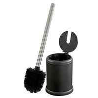Bath Bliss Toilet Bowl Brush and Holder with Self Closing Lid, Space Saver, Deep Cleaning, Finger Print Proof Finish, Hygienic, Matte Black