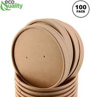 96mm Vented Lids for Kraft Paper Soup Containers [100 PACK] - Fits 8oz, 12oz, 16oz EcoQuality Ice Cream Containers, Frozen Yogurt Cups, Restaurant, Microwavable, Take out, Food Storage, Recyclable