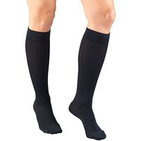 Truform Compression Socks, 15-20 mmHg, Women's Dress Socks, Knee High Over Calf Length, Navy Rib Knit, Medium