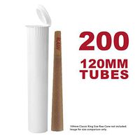 120MM White Doob Tubes | 200 Pack | Waterproof Airtight and Smell Proof Vial Container | Child Resistant with Squeeze Pop Tops | BPA-Free | Ideal for Storing King Size Pre Rolled Raw Cones