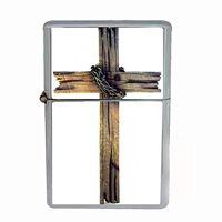 Perfection In Style Wind Proof Dual Torch Refillable Lighter Vintage Cross Design 007