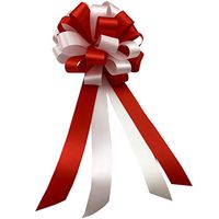 Red and White Pull Bows - 8" Wide, Set of 6, Valentine's Day, Wedding Pew Bows, Reception, Anniversary, Christmas, Gift Basket, Birthday, Party Decoration, Presents, Fundraiser, Office, Classroom