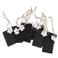 ULTNICE 10pcs Mini Chalkboard Hanging Blackboard Wood Gift Tags Favor Tags with Twine and White Flower