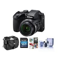 Nikon Coolpix B500 Digital Point & Shoot Camera, Black - Bundle with Camera Bag, 16GB Class 10 SDHC Card, Cleaning Kit, Software Package