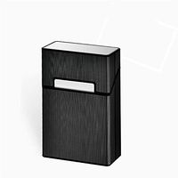 Aluminum Cigarette Case Metal Pocket Cigar Tobacco Box for Whole Package Cigarettes 20 Pieces, Anti-Extrusion Splash Proof, 3-Pack (Silver, Gold, Black),Black