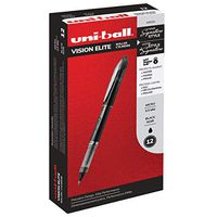 uni-ball Vision Elite Rollerball Pens, Micro Point (0.5mm), Black, 12 Count