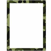Camouflage Stationery Letter Paper - Military Theme Design - Gift - Business - Office - Party - School Supplies (White with Border)