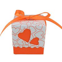Outflower 100pcs Hollow Love Heart Candy Gift Boxes with Ribbon for Wedding