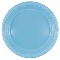 JAM PAPER Round Plastic Party Plates - Large - 10 1/4 inch - Caribbean Light Blue - 20/Pack