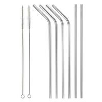 Aoocan set of 6 stainless steel metal straws extra long 10.5 inch, reusable drinking straws for 30oz/20oz tumblers, (2 Straight + 4 Bent + 2 cleaning brushes)