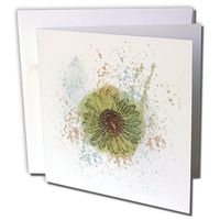 3dRose Greeting Cards, 6 x 6 Inches, Pack of 12, Sunflower Watercolor Abstract (gc_201477_2)