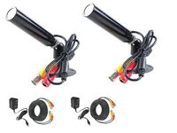 2 Pack CCTV Outdoor Bullet Surveillance Security Cameras Built-in SONY CCD Wide Angle Lens with Power Supplies and Video Power Cables