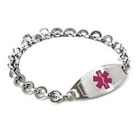 My Identity Doctor - Custom Engraved Medical ID Bracelet - 316L 8mm Steel Round Link - Purple - Wrist Size 6.25 Inch