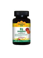Country Life D3 Gummies 1000IU - 60 Gummies - Strawberry - Healthy Bones and Teeth - Immune Health