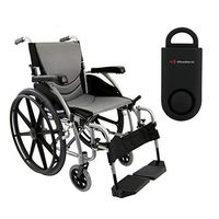 Karman S-Ergo 115 Ultra Lightweight Ergonomic Wheelchair | Seat Size 18" X 17" | Swing Away Footrest | Fixed Wheels and Mag Wheels in Silver & Free 130 dB Black Personal Safety Alarm/Siren!