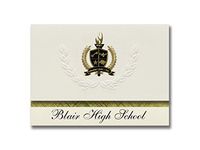 Signature Announcements Blair High School (Blair, NE) Graduation Announcements, Presidential style, Elite package of 25 with Gold & Black Metallic Foil seal