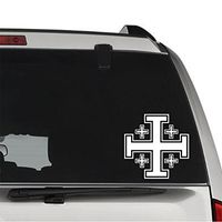 Jerusalem Cross Christian Crusaders REMOVABLE Vinyl Decal Sticker For Laptop Tablet Helmet Windows Wall Decor Car Truck Motorcycle - Size (05 Inch / 13 Cm Tall) - Color (Matte White)