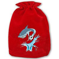 Christmas Soccer Shark Drawstring Gift Bags 1 Pack, Santa Sack for Party Favors and Candy